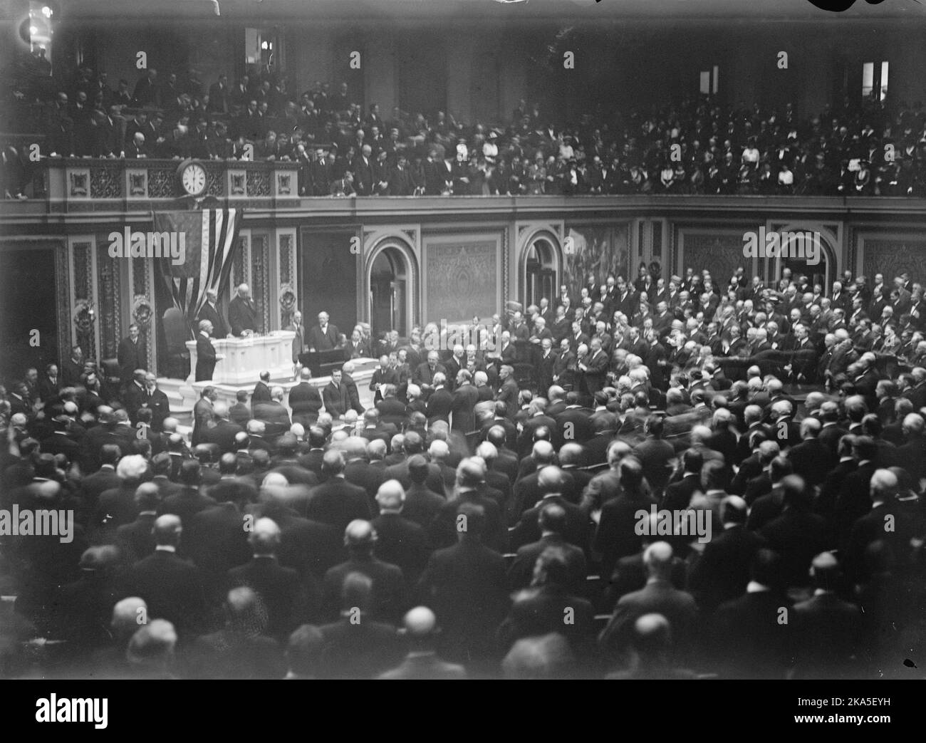 El presidente Woodrow Wilson abordar el Congreso Foto de stock