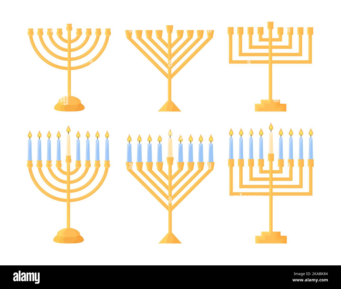 Hanukkah menorah aislado. Conjunto de vectores de símbolos de día