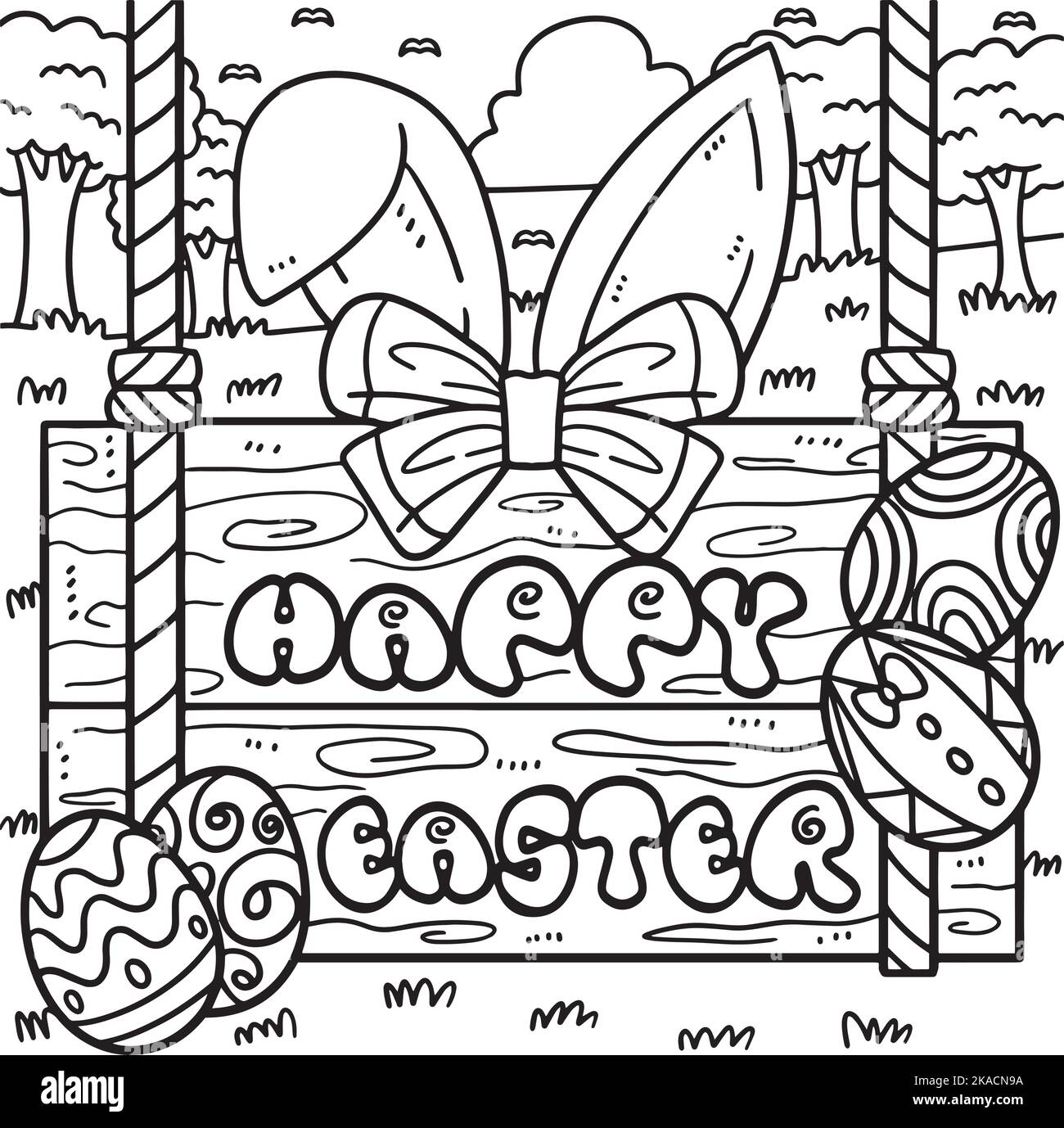 Feliz Pascua Colorear Página para Niños Imagen Vector de stock - Alamy