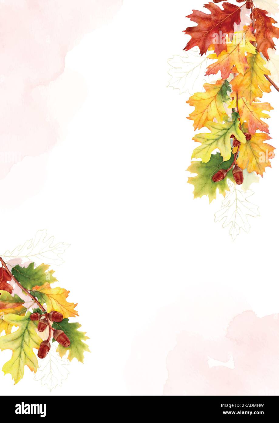 Plantilla de acuarela en otoño colorido. Acuarela arte natural, otoño fondo perfecto para invitaciones, o tarjetas de felicitación, publicidad, póster, ingenio Ilustración del Vector