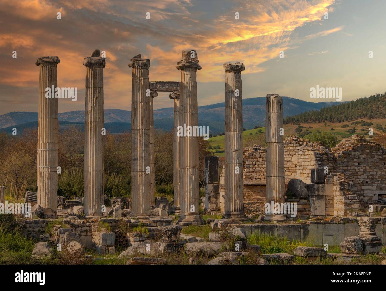 La antigua ciudad de Afrodisias. Sitios arqueológicos e históricos de la Turquía moderna Foto de stock