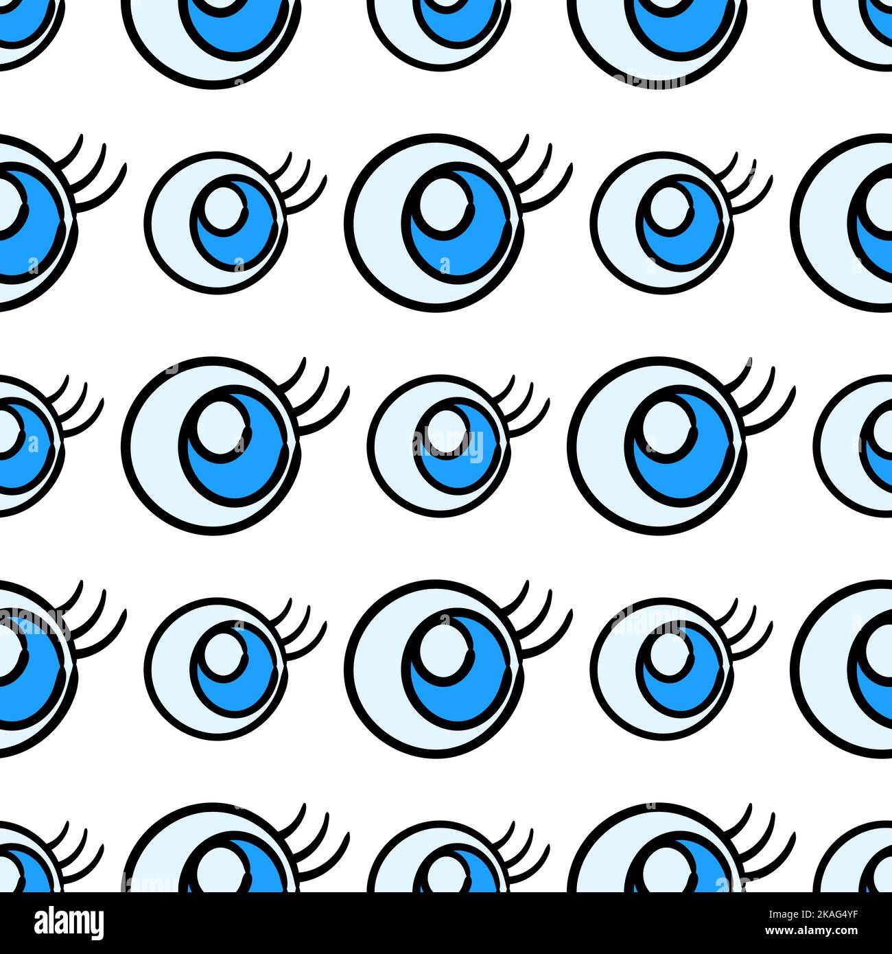 Un garabato de dibujos animados de patrones de ojos azules sin fisuras  Imagen Vector de stock - Alamy