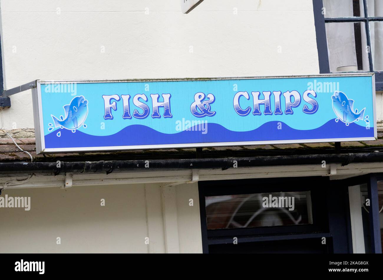 Fish and Chips shop sign Foto de stock