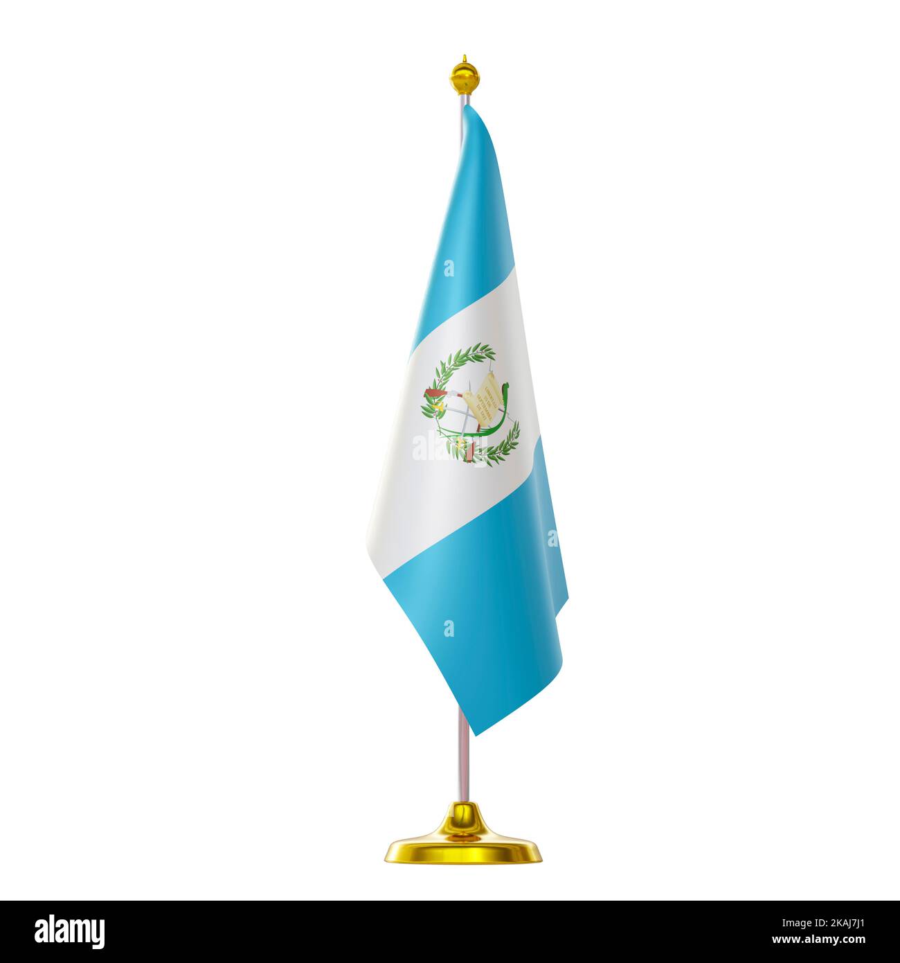 3D Render de bandera en polo para la cumbre de los países de Guatemala y reunión política. Foto de stock