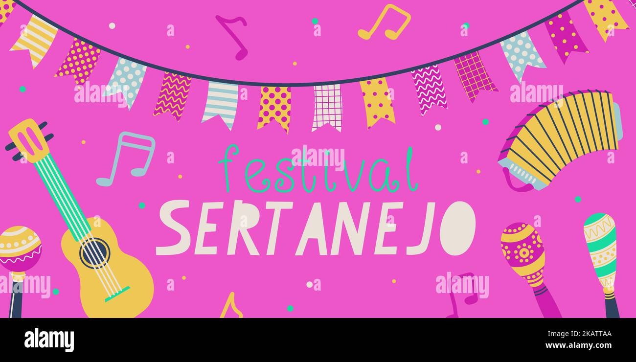 Banner del festival de música SERTANEJO. Ilustración vectorial. Ilustración del Vector