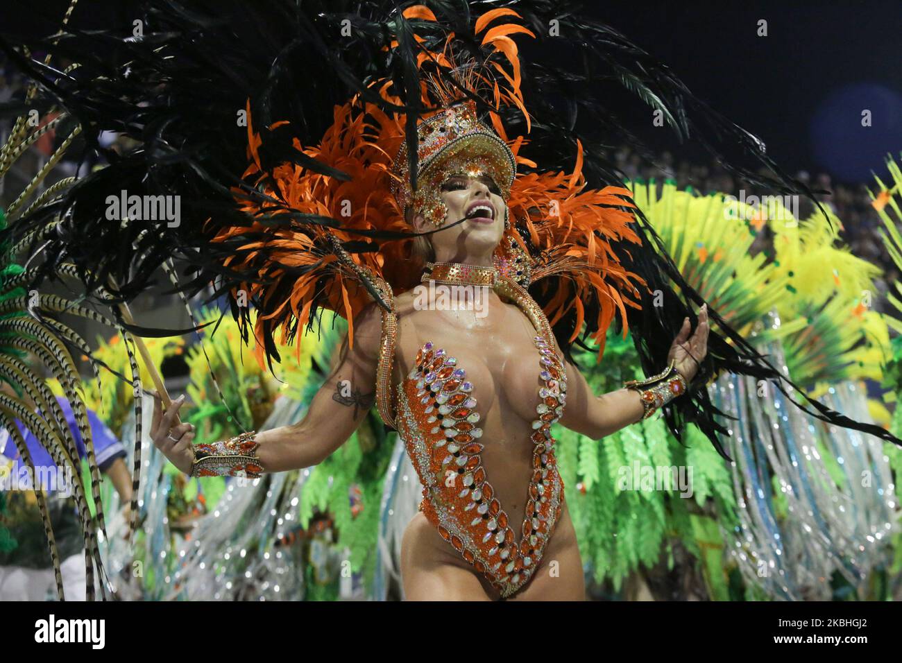 Primer día de los desfiles de las escuelas de samba del carnaval de la ciudad de São Paulo, este sábado. 22 de febrero de 2020. (Foto de Fabio Vieira/FotoRua/NurPhoto) Foto de stock