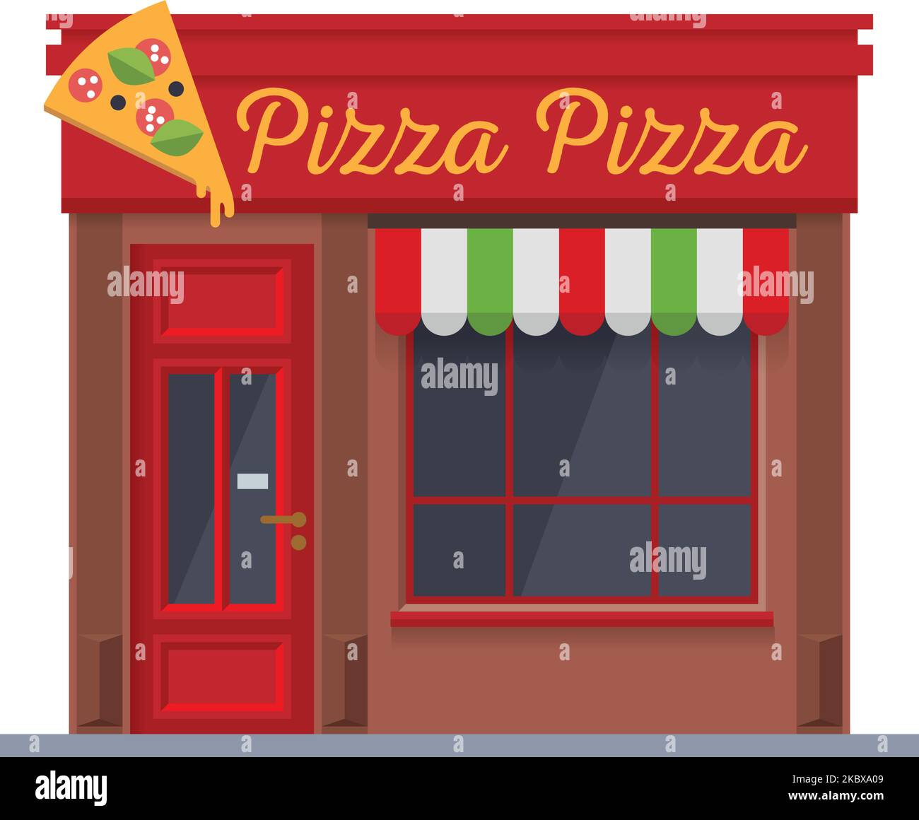 Restaurante pizzería de diseño plano aislado con ilustración vectorial Ilustración del Vector