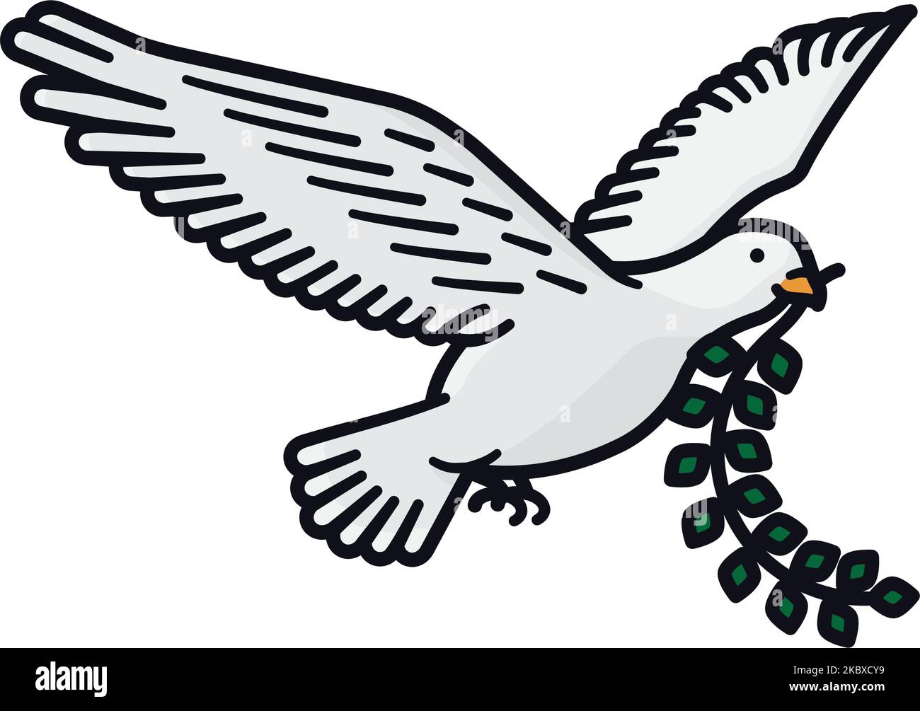 Paloma blanca llevando rama de olivo ilustración de vector aislado para el Día de las Aves el 5 de enero Ilustración del Vector