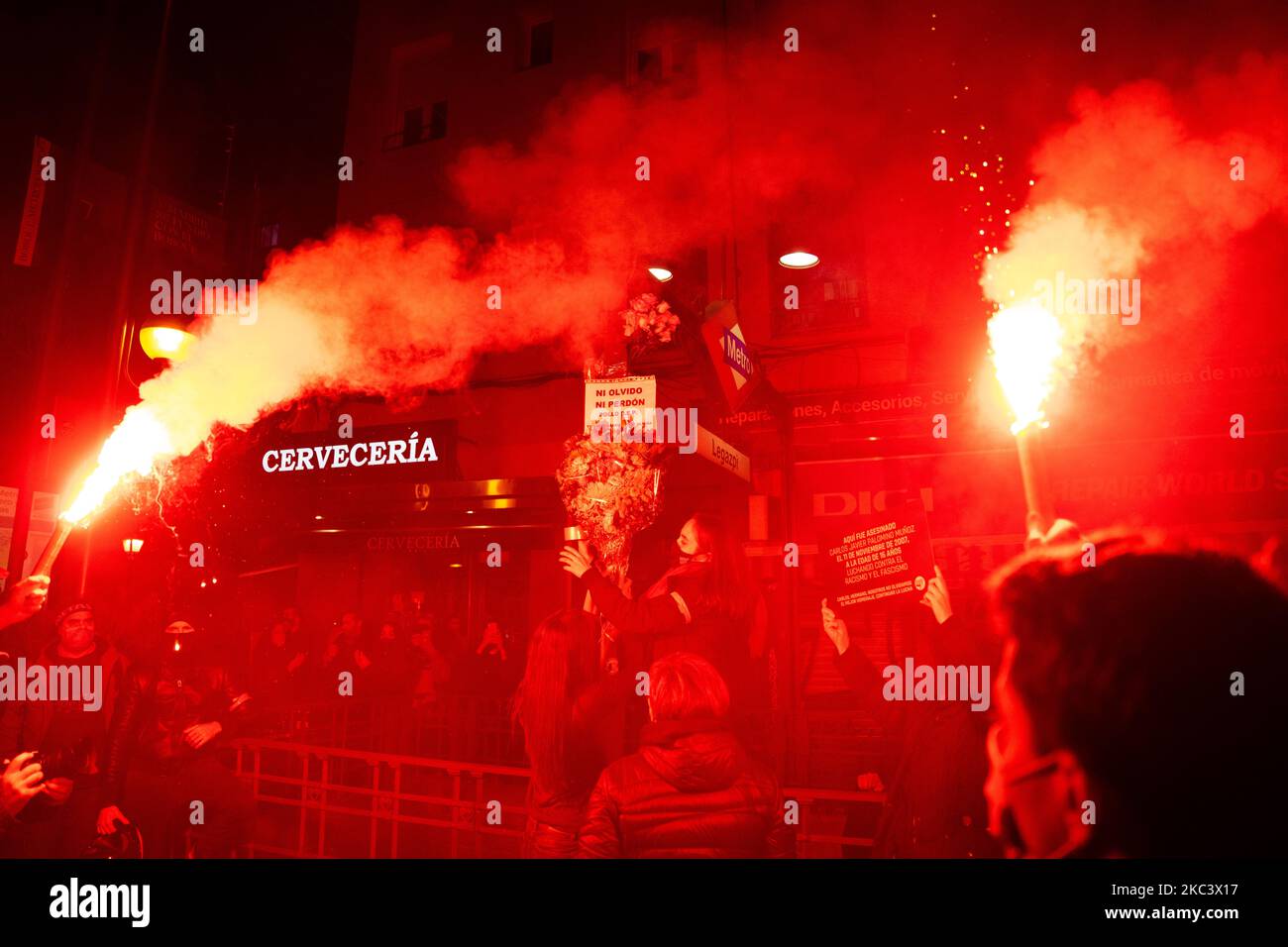 Manifestación Antifascista Por Las Calles De Madrid En Homenaje Al