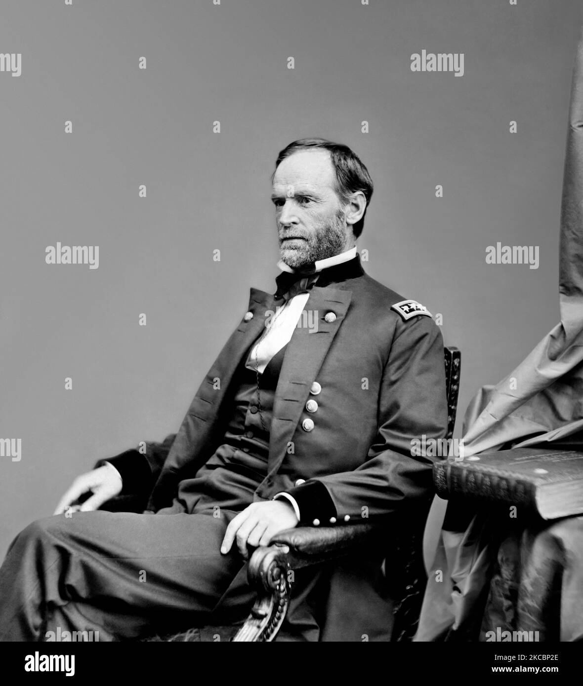 Retrato del general William Tecumseh Sherman, oficial al mando del Ejército de la Unión. Foto de stock