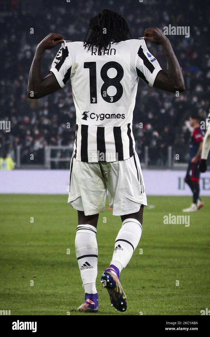 El delantero de la Juventus Moise Kean (18) celebra después de marcar su meta para hacer 1-0 durante el partido de fútbol Serie A JUVENTUS - CAGLIARI el 21 de diciembre El delantero de la Juventus Moise Kean (18) celebra después de marcar su meta para hacer 1-0 durante el partido de fútbol Serie A JUVENTUS - CAGLIARI el 21 de diciembre