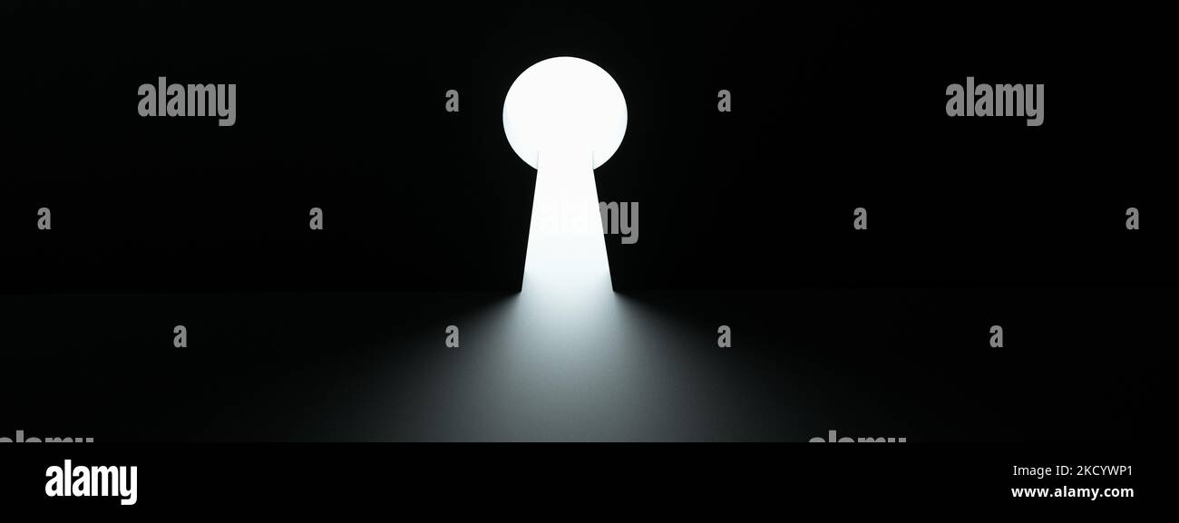 keyhole símbolo de esperanza o éxito, 3d render, imagen panorámica Foto de stock
