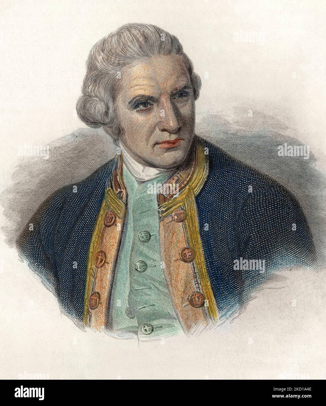 Retrato de James Cook (1728-1779), navigateur anglais. 1833 Foto de stock