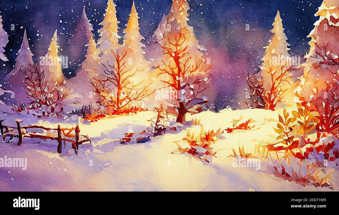 Una ilustración generada por IA del brillante paisaje invernal en un parque Fotografía de stock - Alamy Una ilustración generada por IA del brillante paisaje invernal en un parque Fotografía de stock - Alamy