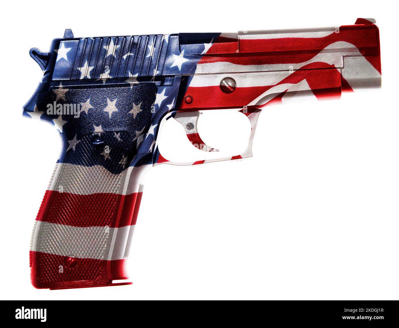 Pistola de mano y la bandera americana composite Foto de stock
