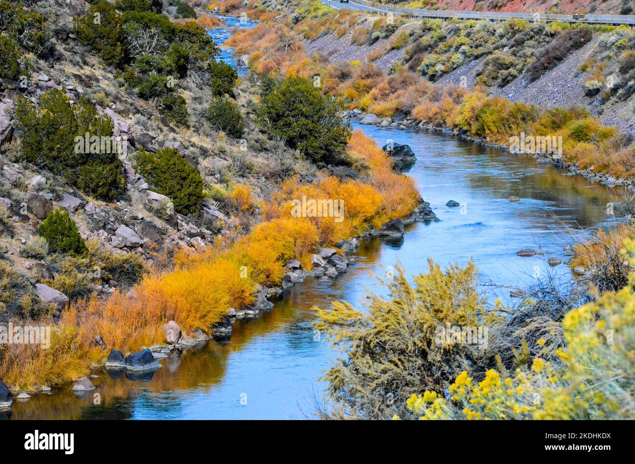 Colores otoñales a lo largo del camino a Taos, Nuevo México Foto de stock