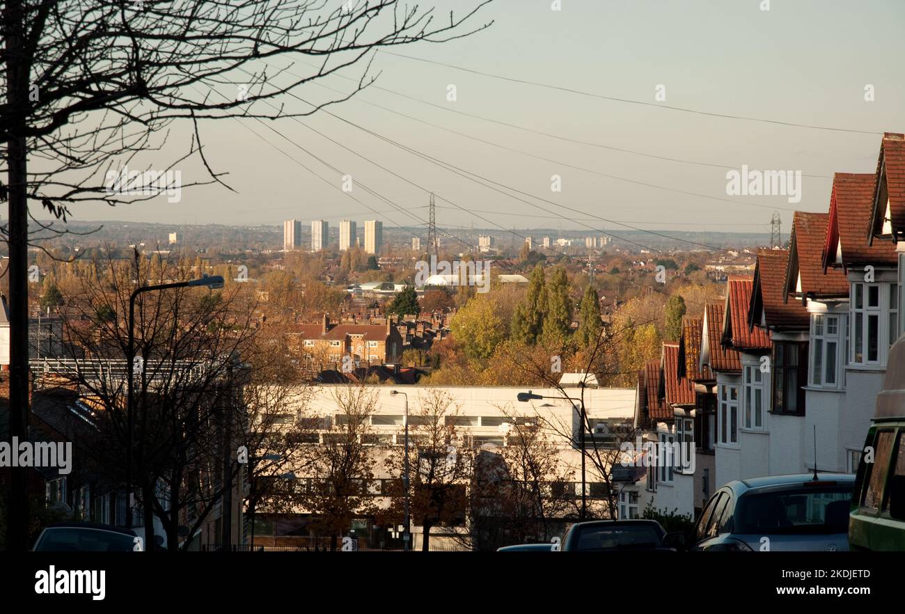 Vista al otro lado de Londres desde Wlathamstow, Londres, Reino Unido Foto de stock