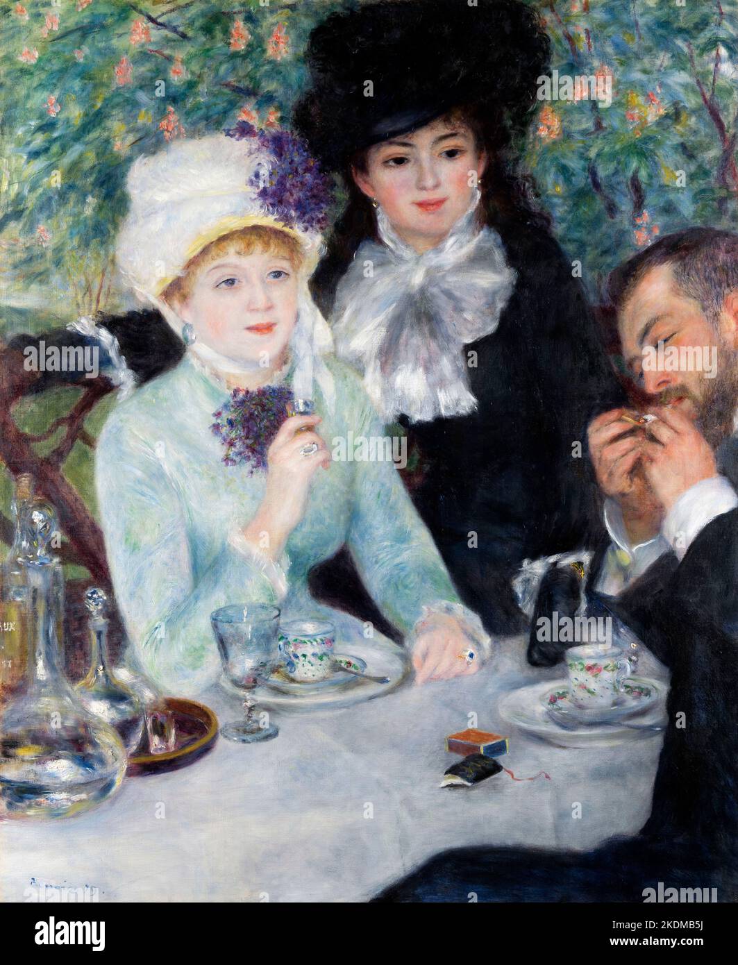 Después del almuerzo de Pierre Auguste Renoir (1841-1919), óleo sobre lienzo, 1879 Foto de stock