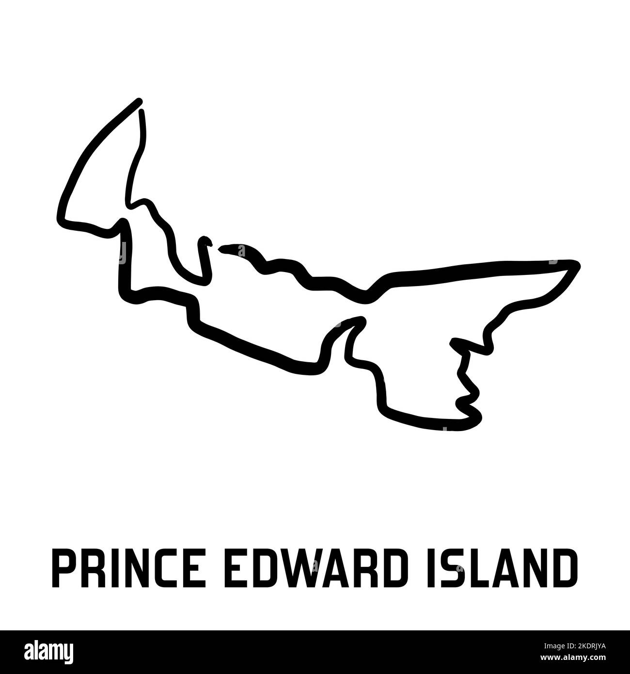 Contorno del mapa de la Isla del Príncipe Eduardo - vector liso y simple dibujado a mano del mapa de la forma de la provincia canadiense. Provincia en Canadá. Ilustración del Vector