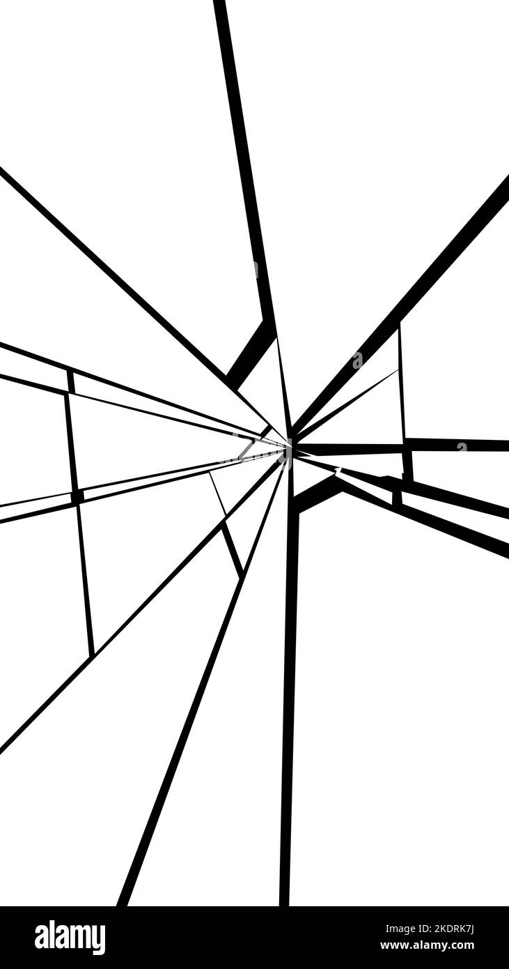 Fondo vectorial de vidrio fracturado. Pantalla agrietada en blanco negro, fragmentos de vidrio rotos. Ilustración del Vector