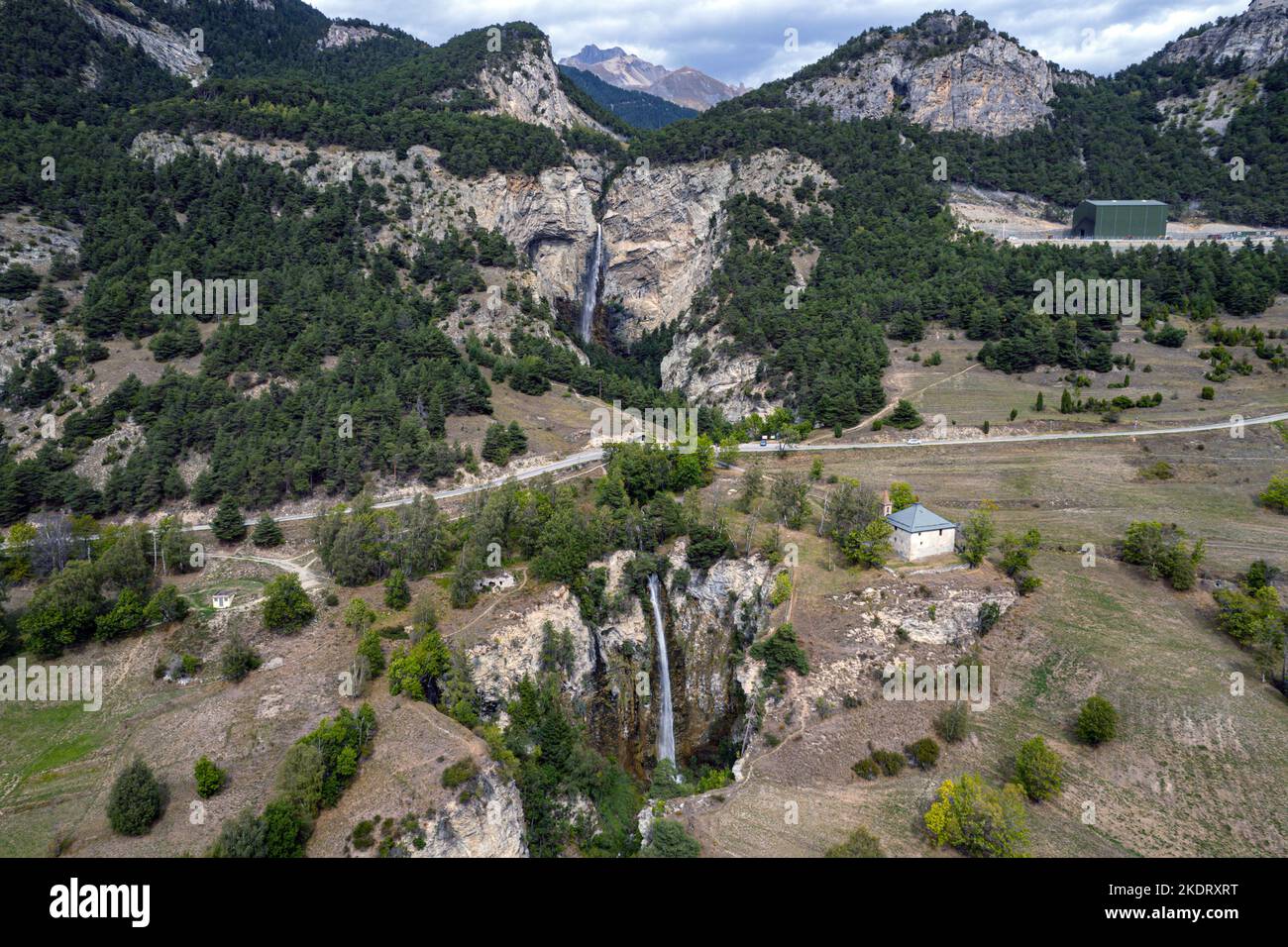 Las cascadas gemelas de la Cascade du Benoit, el valle de Maurienne, Vanoise, los Alpes franceses, Francia, Alpes, Alpes Foto de stock