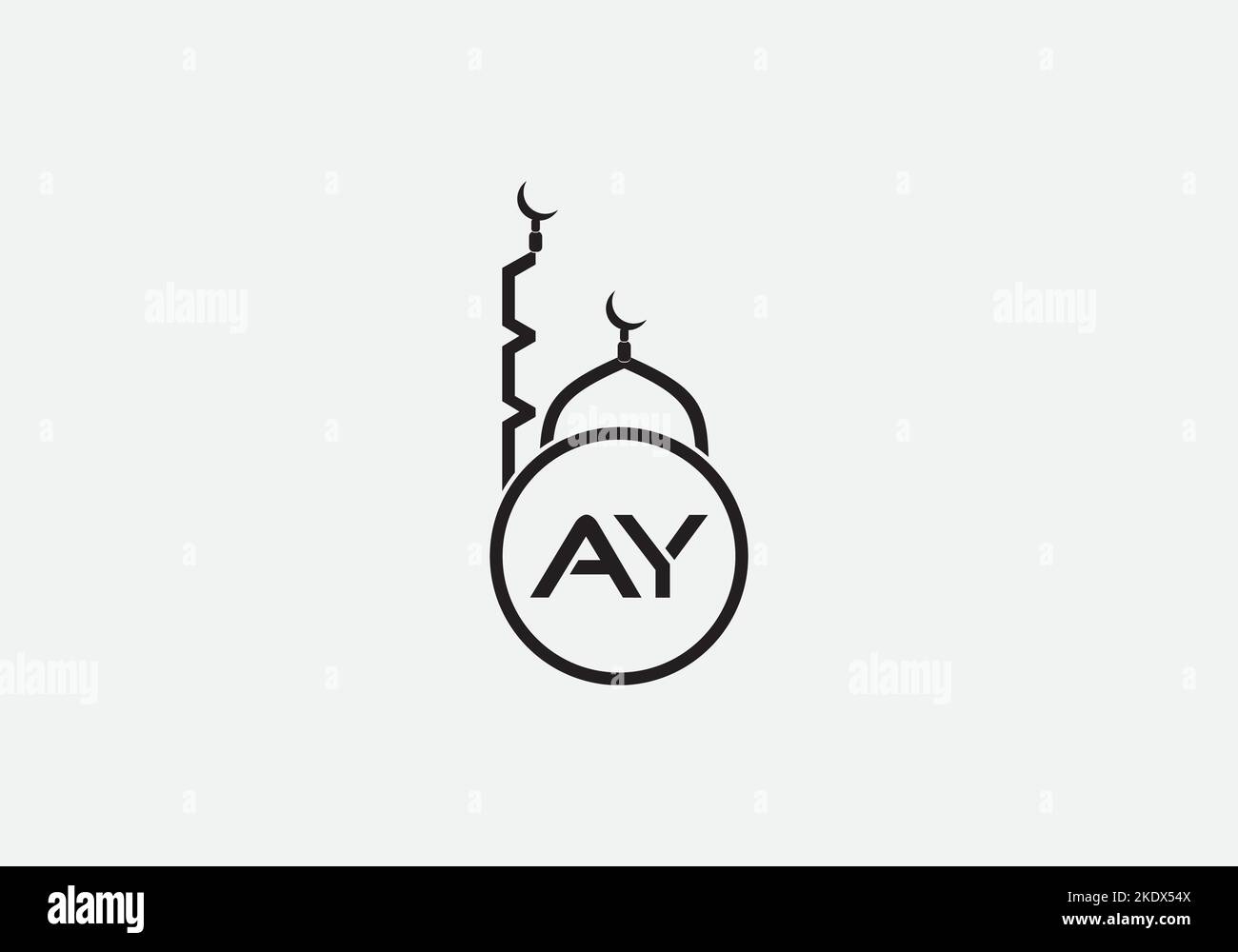 Logotipo de mezquita islámica y vector de diseño de símbolo y logotipo minar con la letra y alfabetos Ilustración del Vector