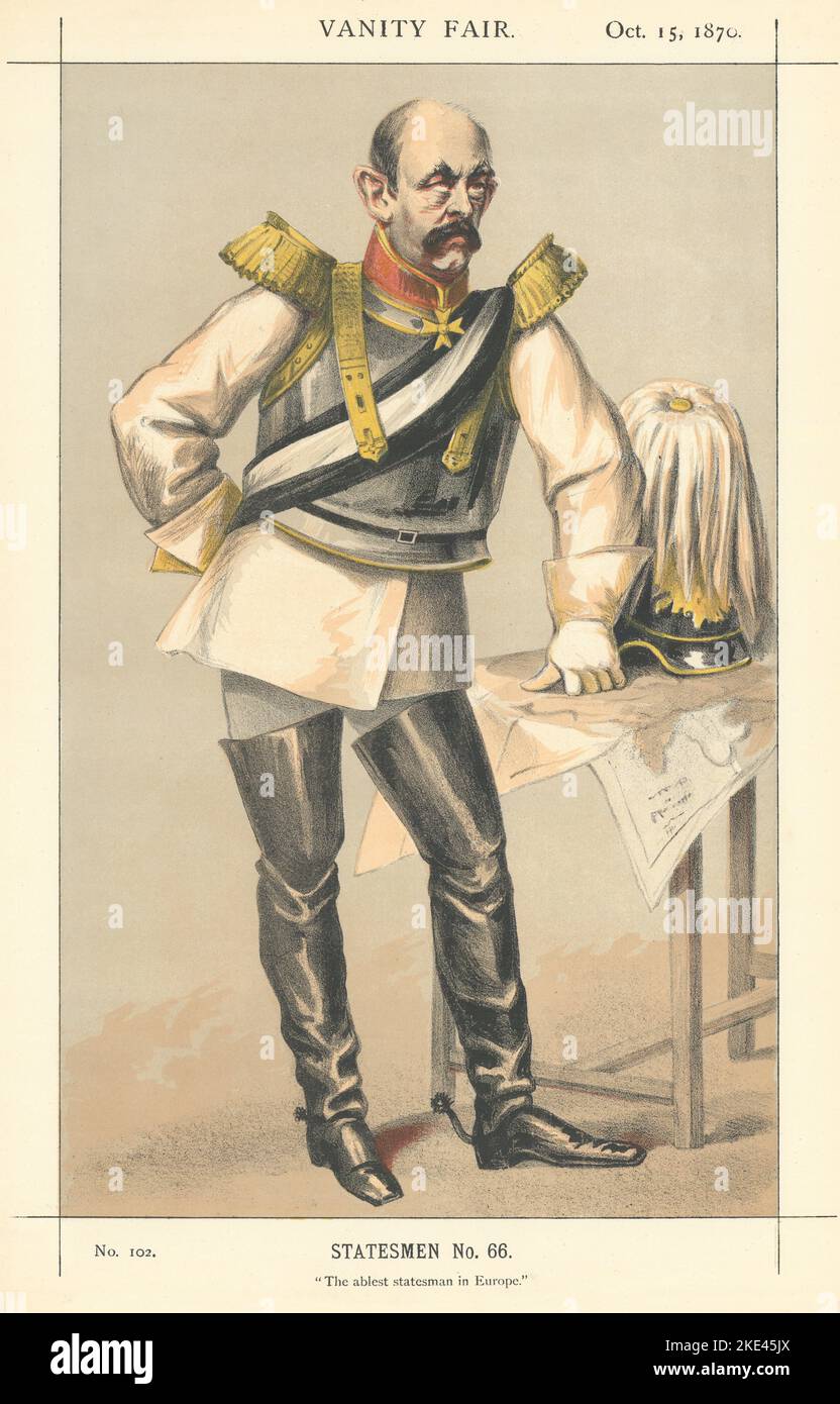 VANITY FAIR SPY CARTOON Otto von Bismarck 'El estadista más ablest de Europa' 1870 Foto de stock