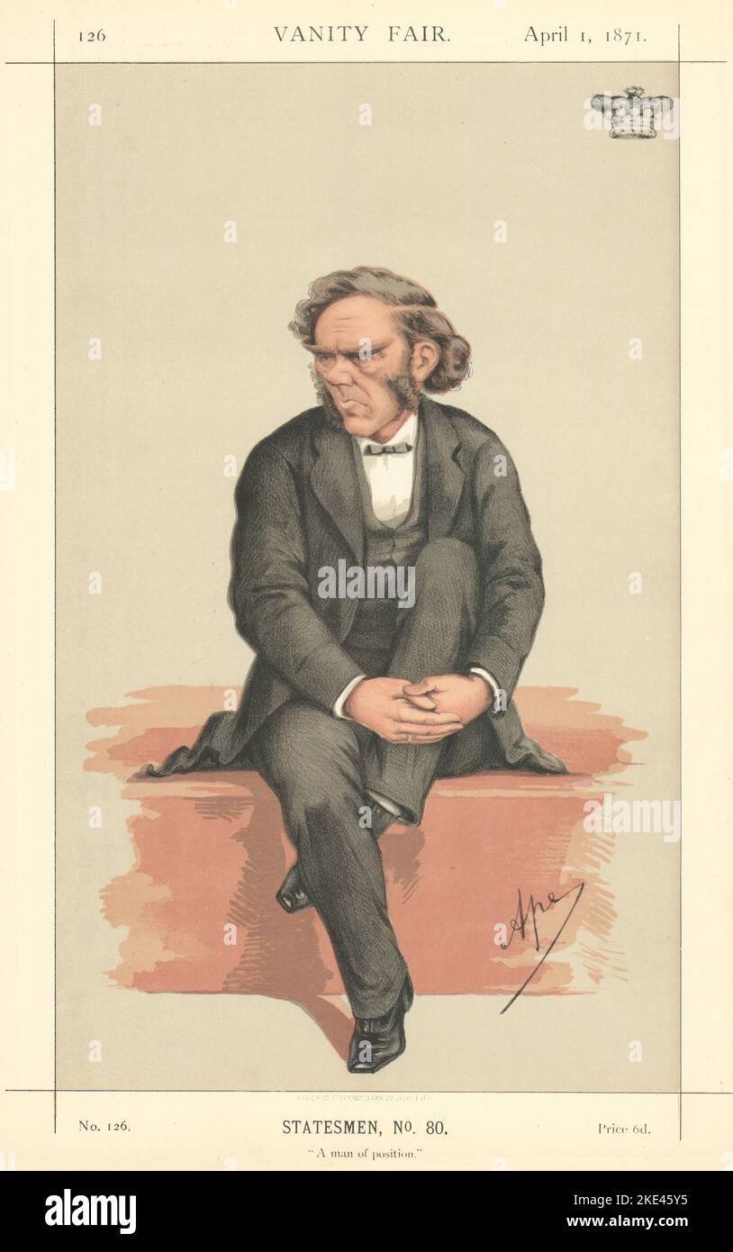 VANITY FAIR SPY CARTOON GEORGE LYTTELTON, 4th BARÓN 'Un hombre de posición' Ape 1871 Foto de stock