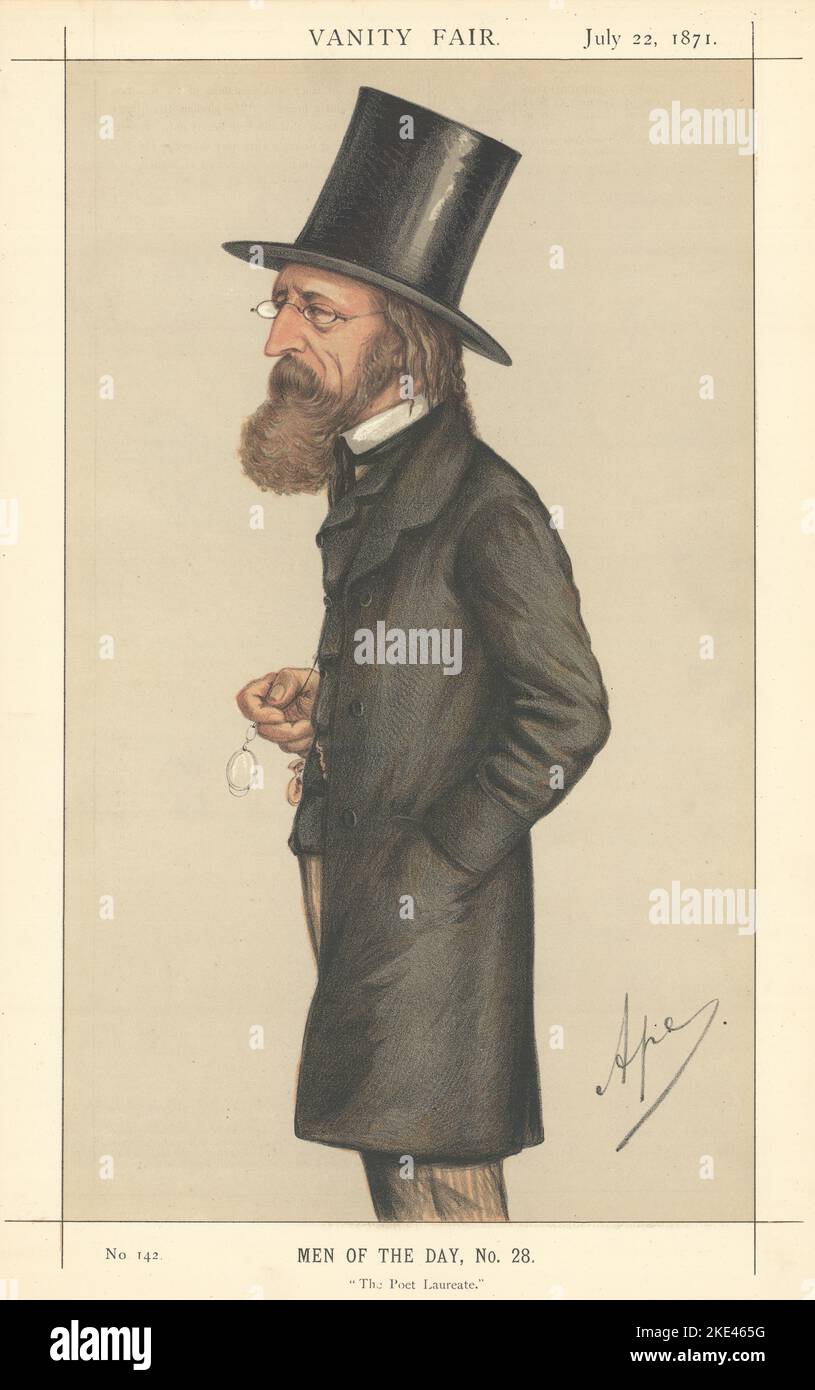 VANITY FAIR SPY CARTOON Alfred, Lord Tennyson 'El poeta laureado'. Mono 1871 Foto de stock