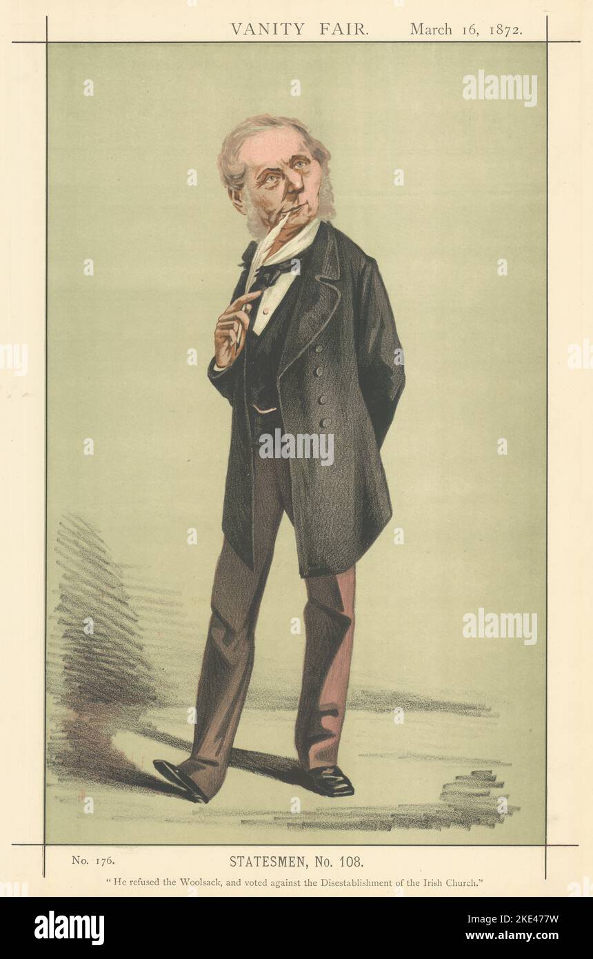 VANITY FAIR SPY CARTOON Roundell Palmer 'Se negó a la saco de lana, y votó…' 1872 Foto de stock