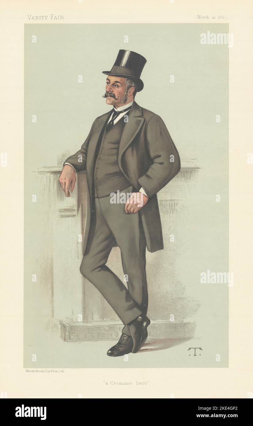VANITY FAIR SPY CARTOON Maj-General Edwyn Sherard Burnaby 'Un héroe de Crimea' 1883 Foto de stock