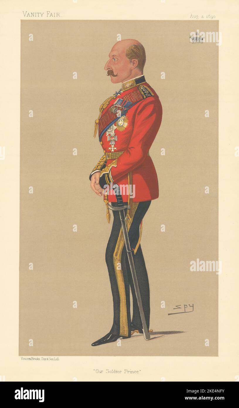 VANITY FAIR SPY CARTOON 'Nuestro Príncipe Soldado' Arthur, Duque de Connaught &… 1890 Foto de stock