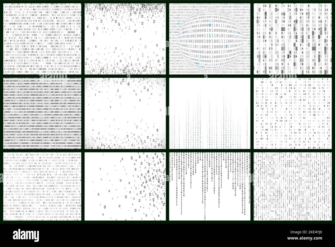Fondo estilo matriz en colores blanco y negro. Flujo de datos digitales. Ilustración vectorial Ilustración del Vector