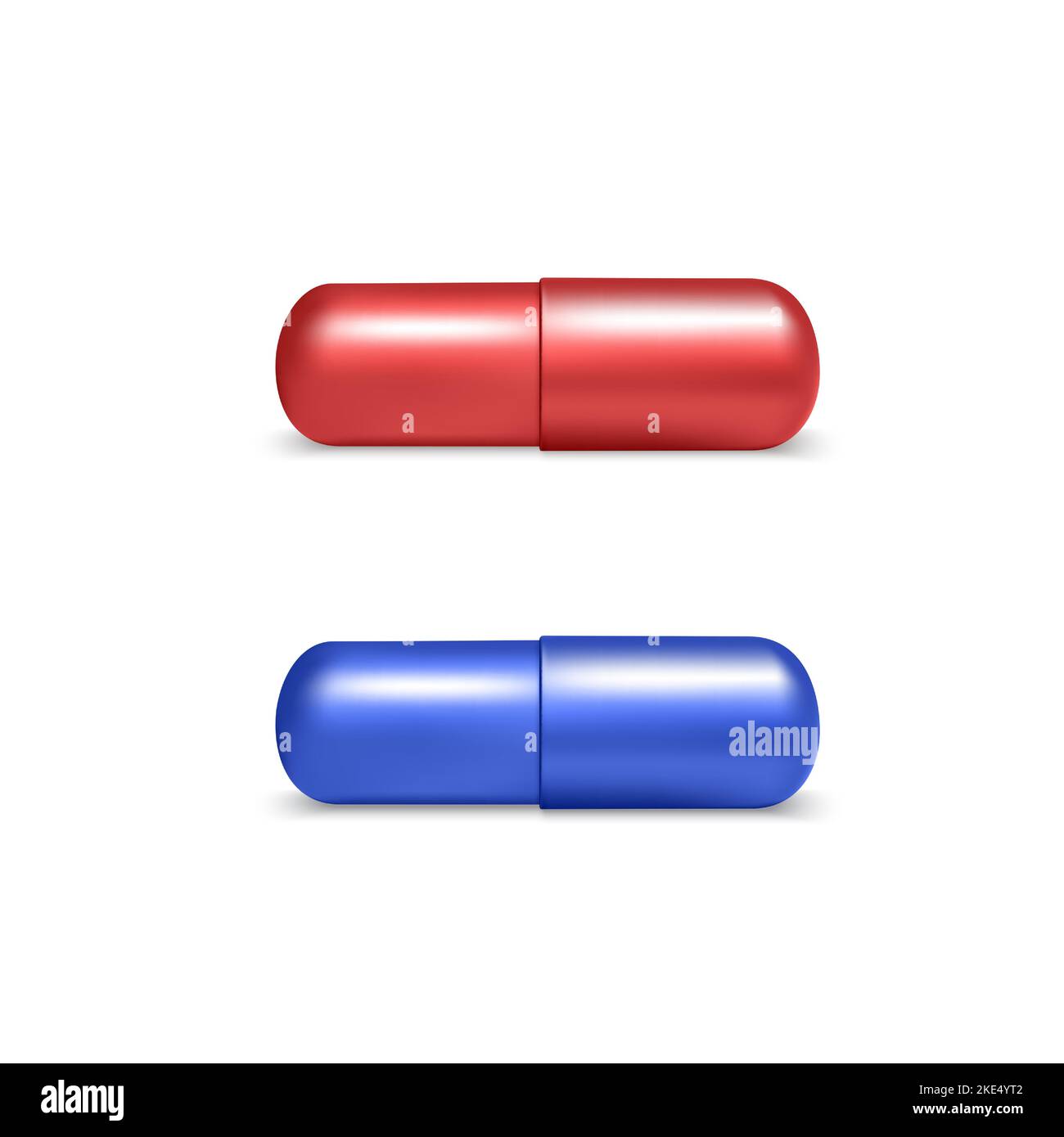 3D realistas iconos de pastillas médicas de color rojo y azul. Concepto de elección en estilo de matriz. Objeto médico y sanitario. Ilustración vectorial Ilustración del Vector