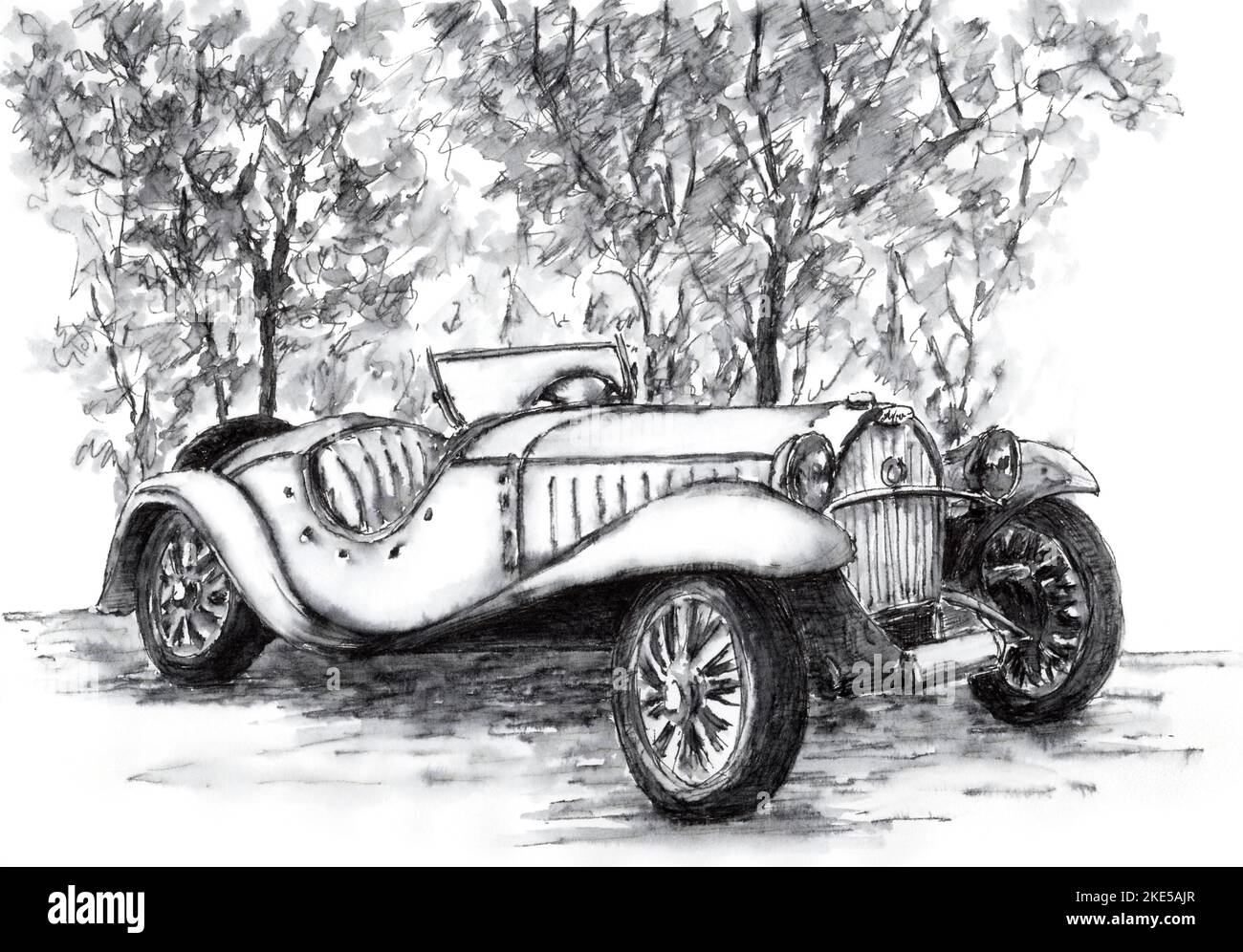 Dibujo a lápiz del carro viejo Imágenes recortadas de stock - Alamy