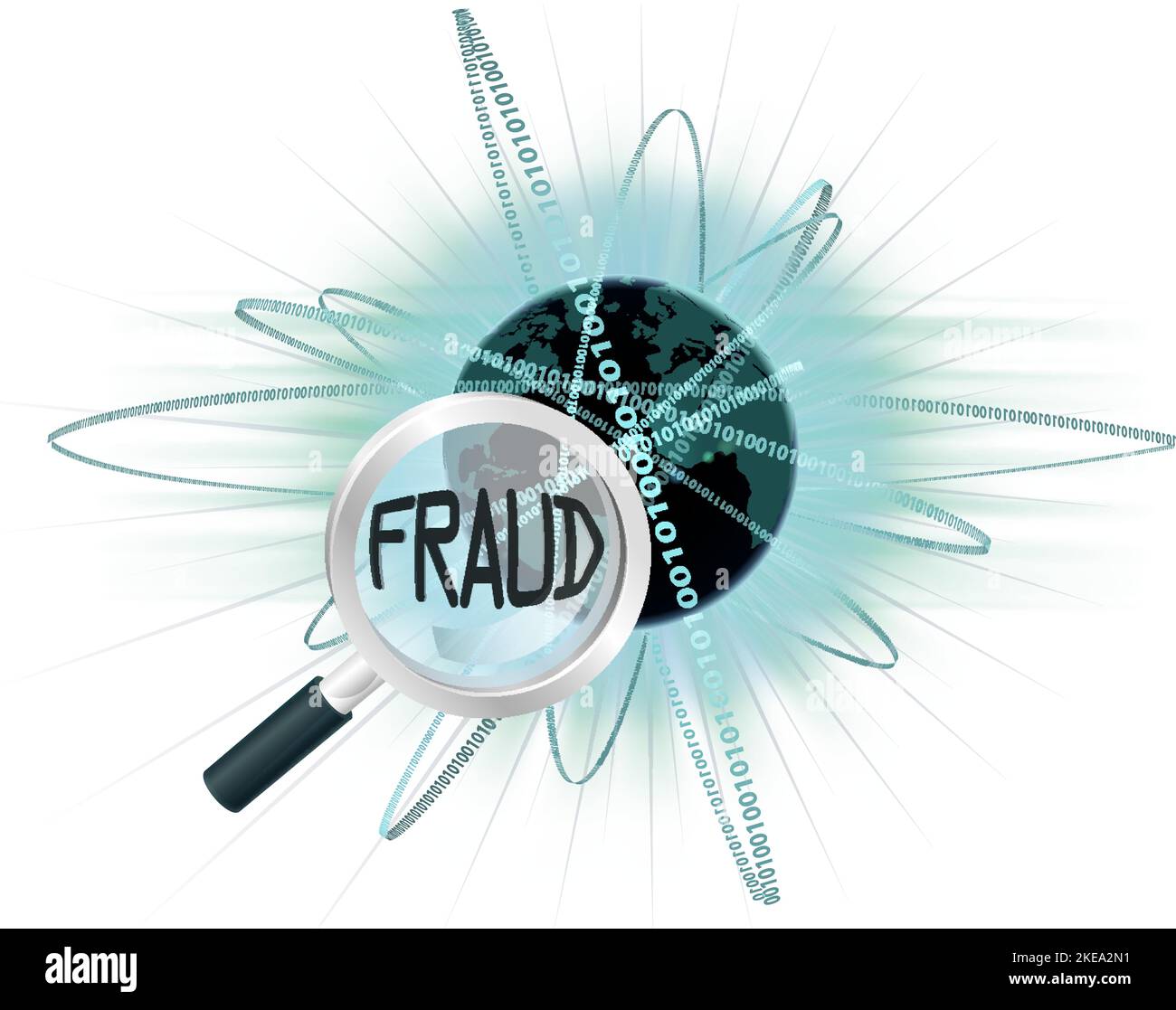 Datos de búsqueda de la lupa contra el fraude en línea Ilustración del Vector