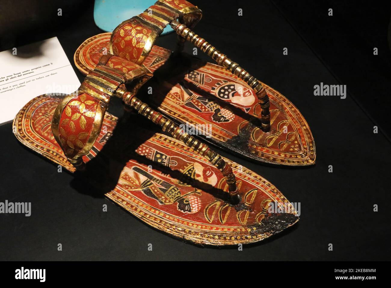 Sandalias encontradas en la tumba de Tutankhamon Foto de stock