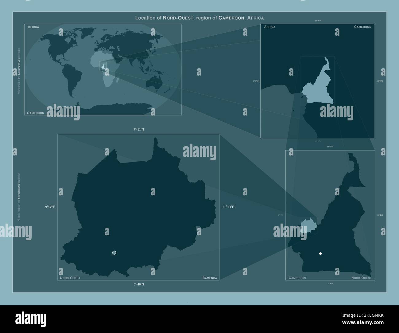 NordOuest, región del Camerún. Diagrama que muestra la ubicación de la