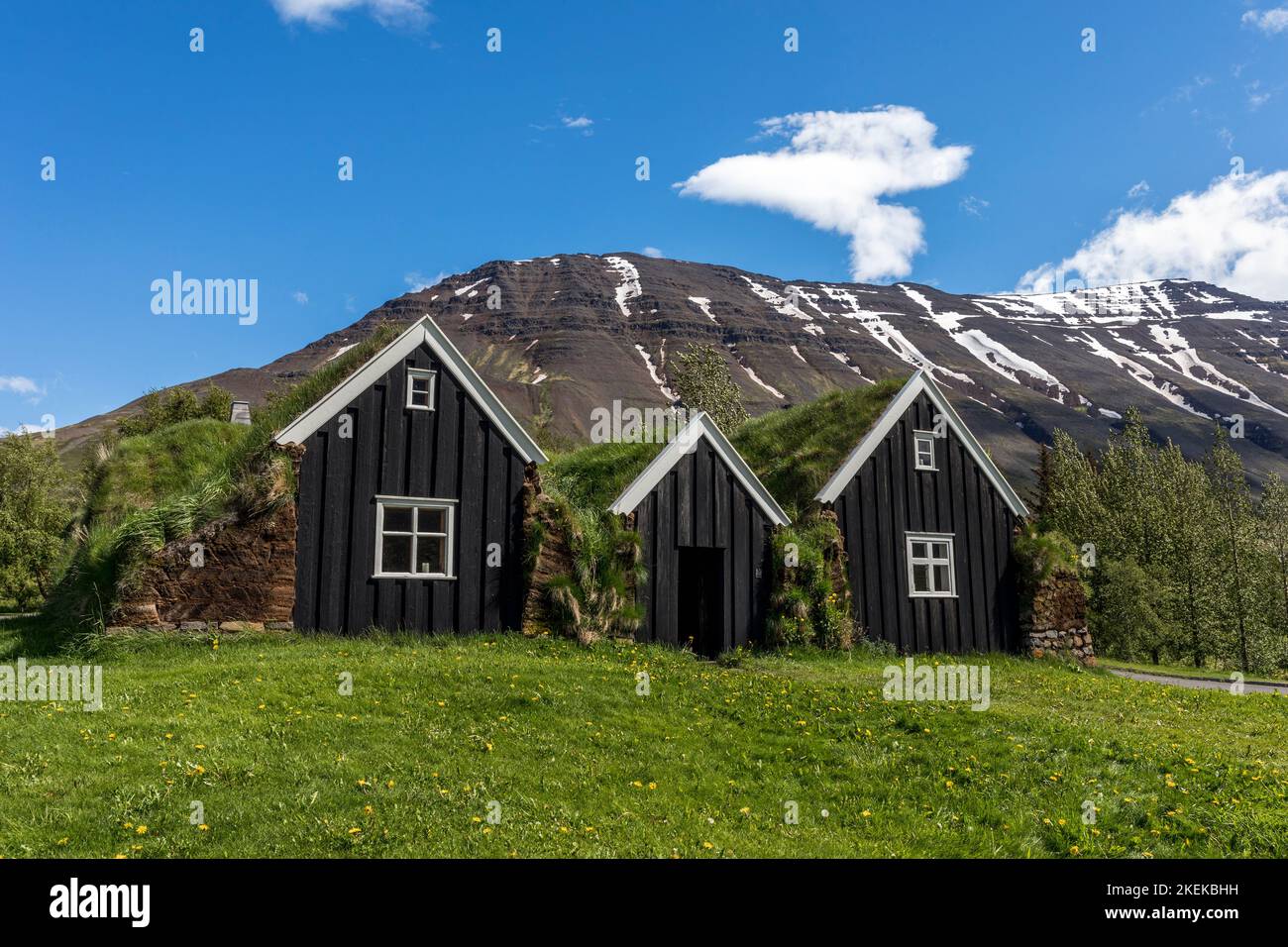Nýibær Turf House; Holar; Islandia Foto de stock