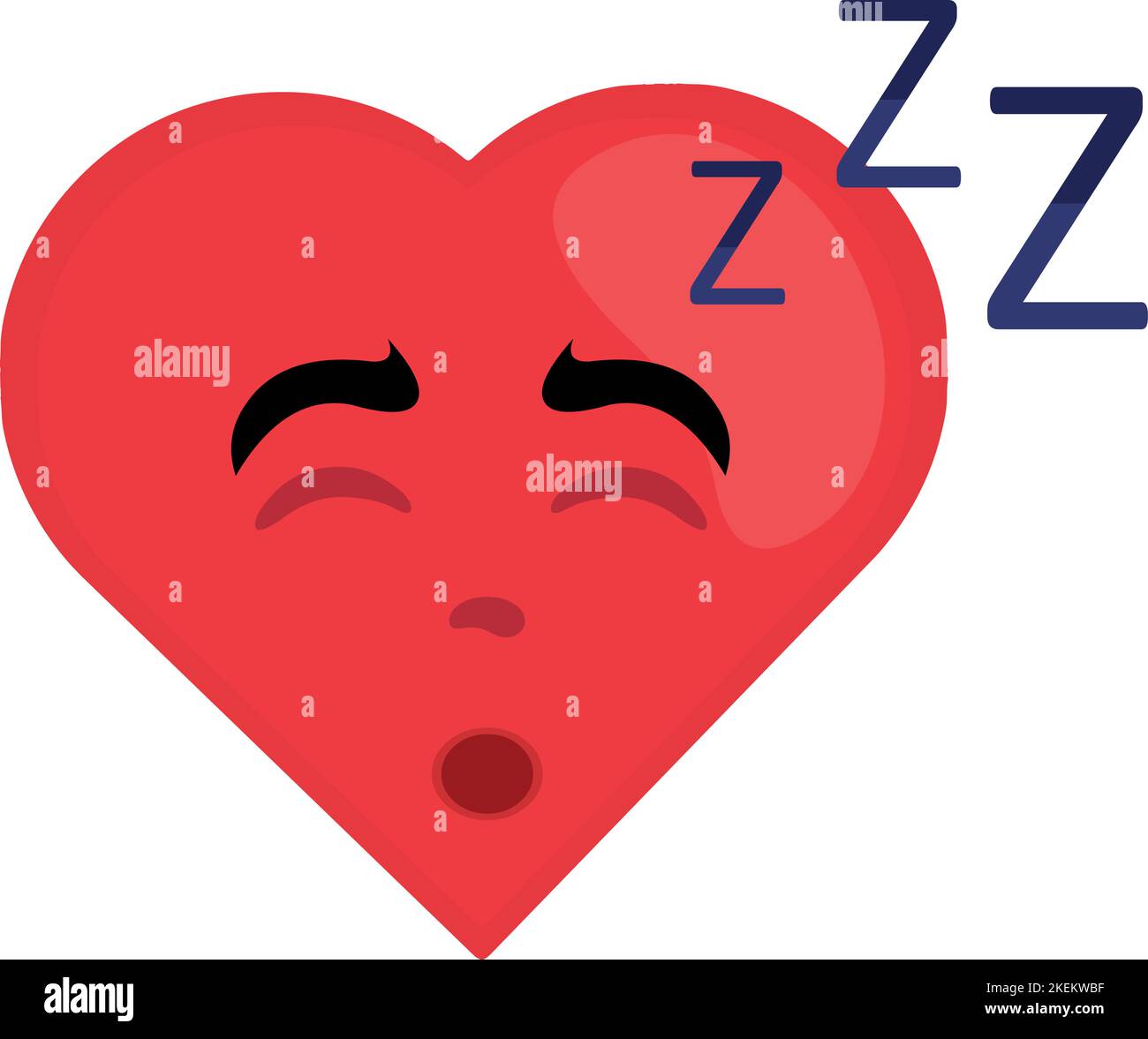 Ilustración vectorial de un corazón de dibujos animados durmiendo Ilustración del Vector