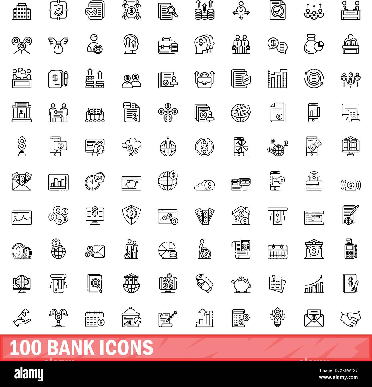 Juego De 100 Iconos De Banco Ilustraci N De Contorno De Los Iconos De Juego De 100 Iconos De Banco Ilustracion De Contorno De Los Iconos De 100 Bancos De Vectores Aislados Sobre Fondo Blanco 2kewyx7