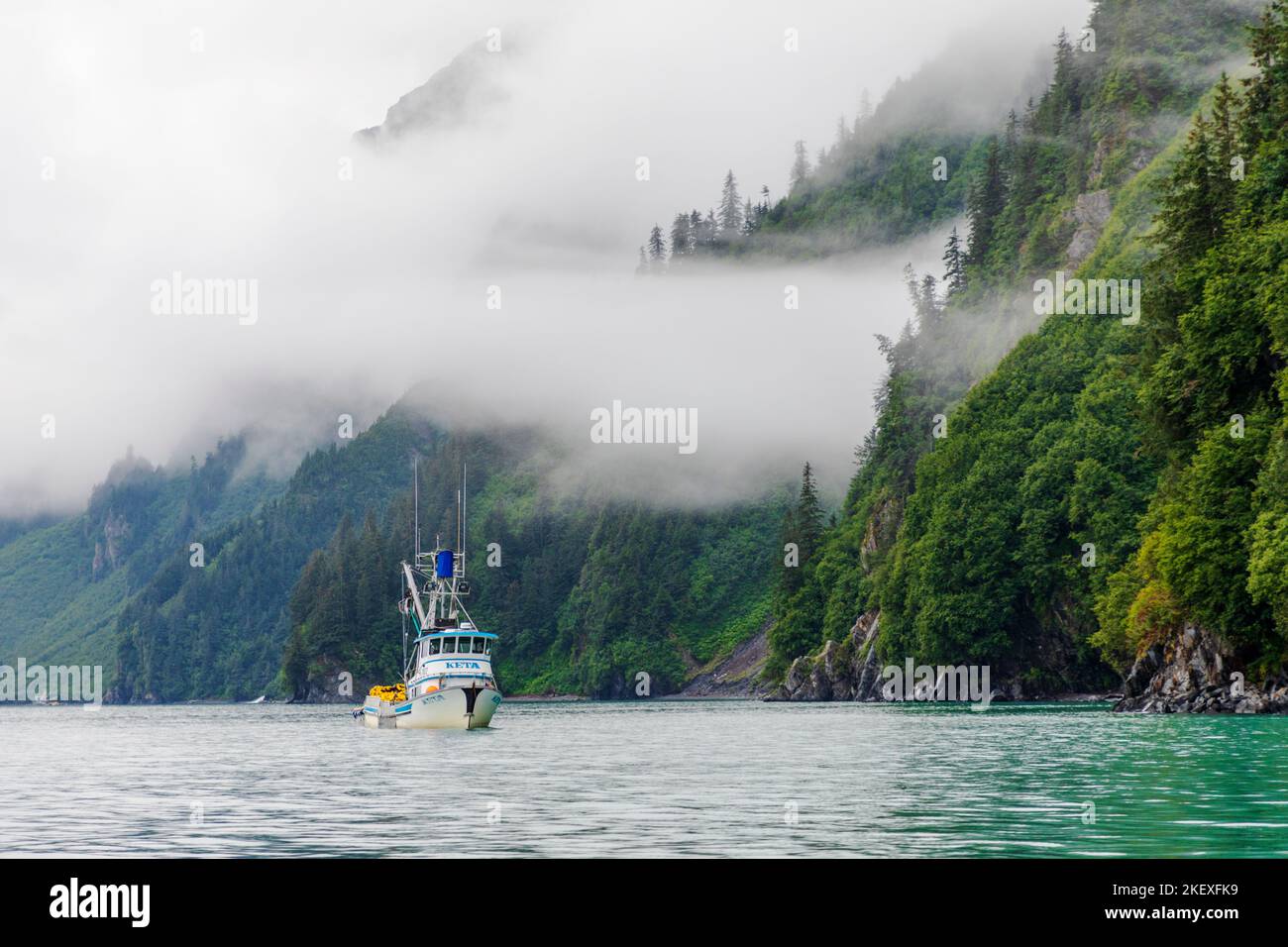 Barcos pesqueros comerciales; Valdez Arm; Prince William Sound; Alaska; EE.UU Foto de stock