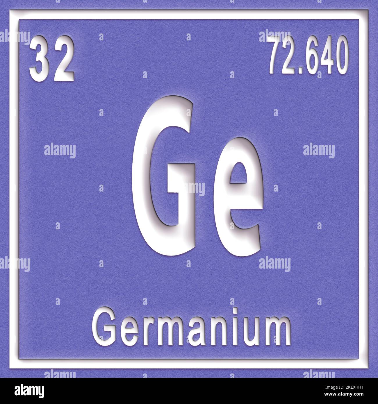 Elemento químico germanio, signo con número atómico y peso atómico, elemento de tabla periódica Foto de stock
