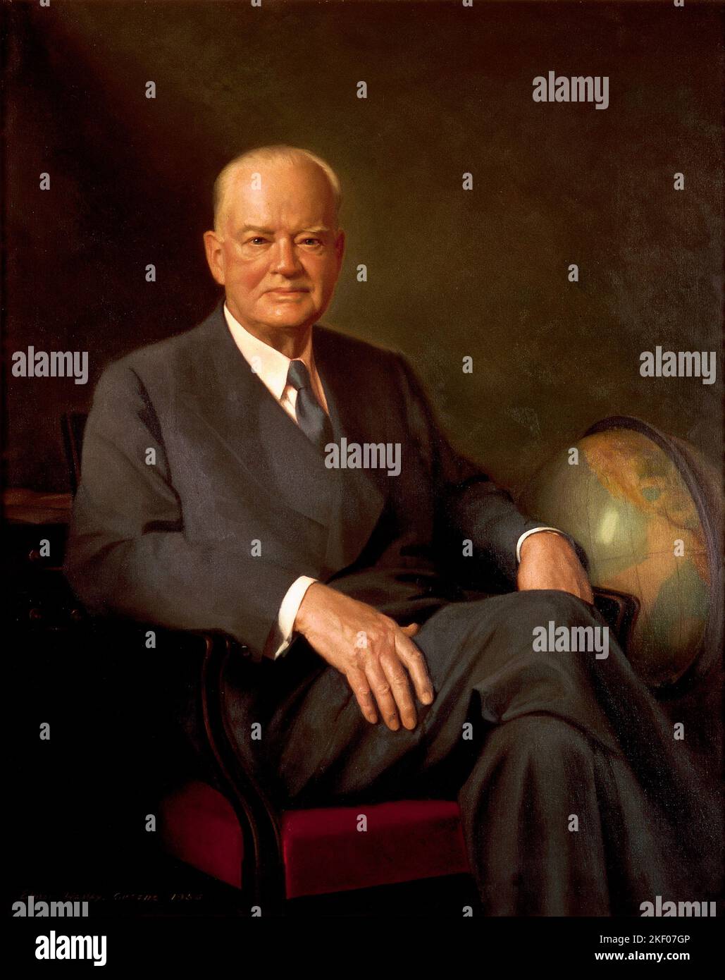 Retrato oficial de la Casa Blanca del presidente Herbert Hoover por Elmer Wesley Greene Foto de stock
