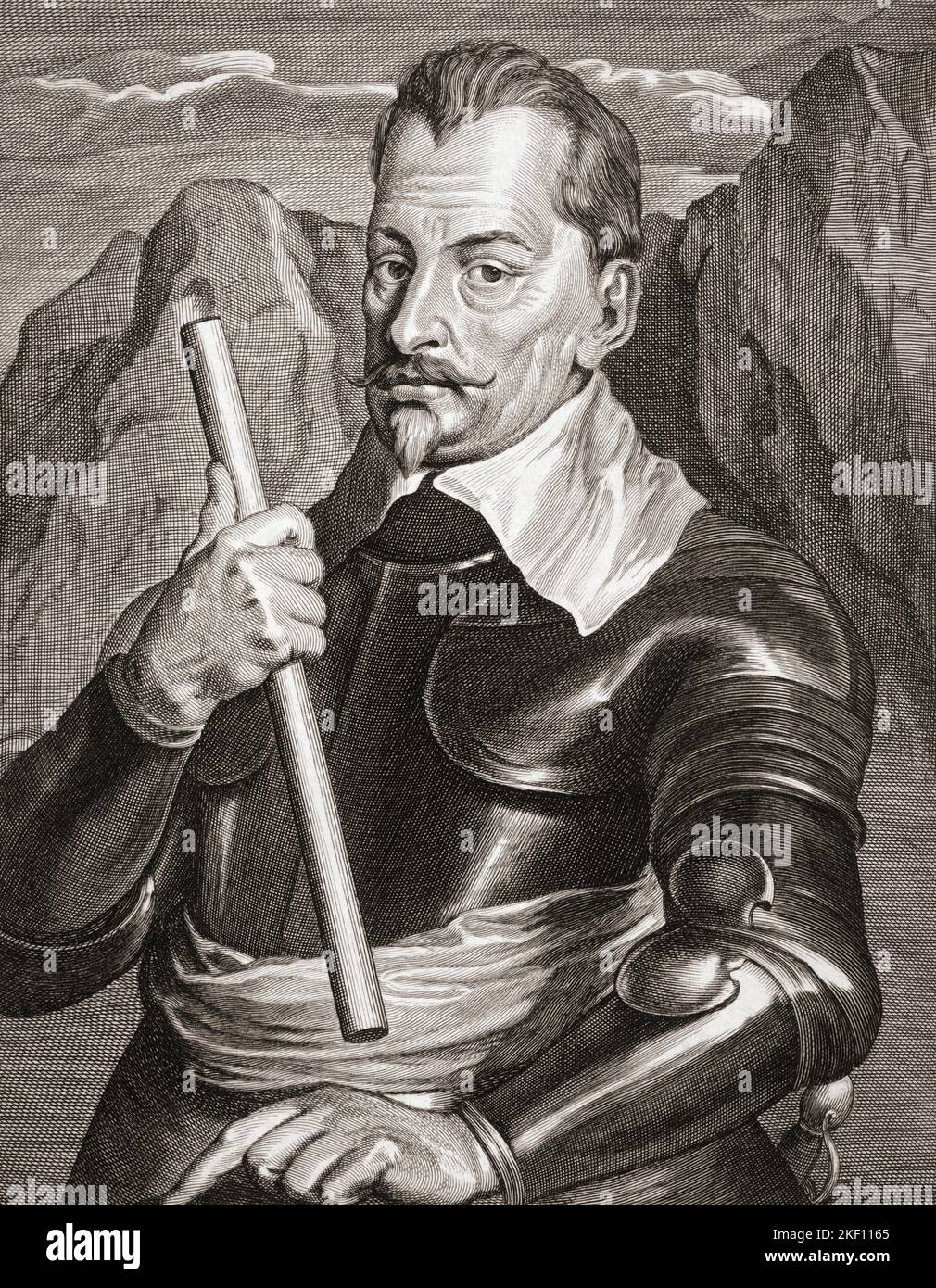 Albrecht Wenzel Eusebius von Wallenstein También von Waldstein, 1583 – 1634. Líder militar y político bohemio. De una impresión del siglo 17th basada en la pintura de Sir Anthony van Dyck. Foto de stock