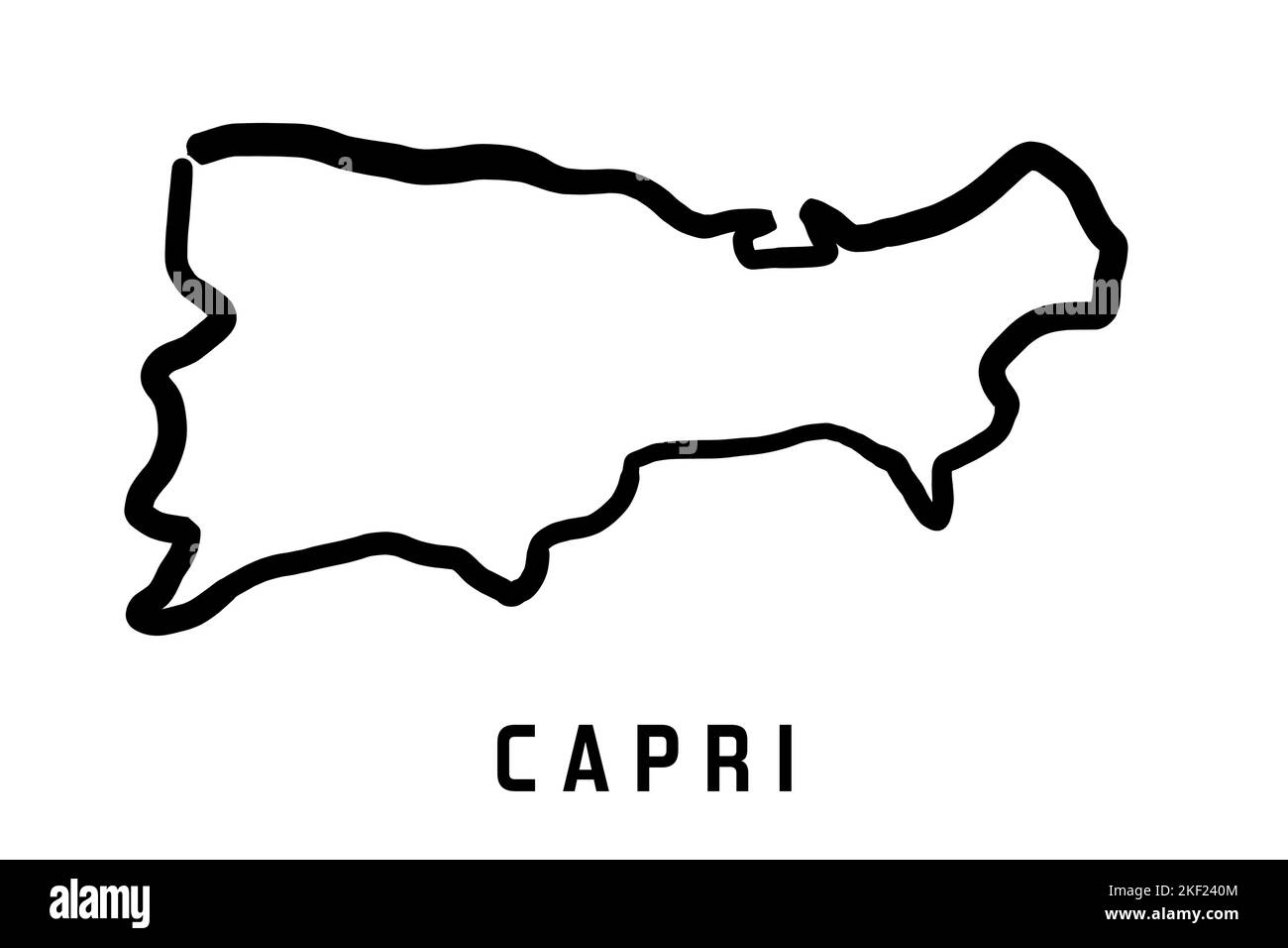 Mapa de la isla de Capri Esquema sencillo. Mapa de estilo simplificado dibujado a mano por vectores. Capri, Italia. Ilustración del Vector