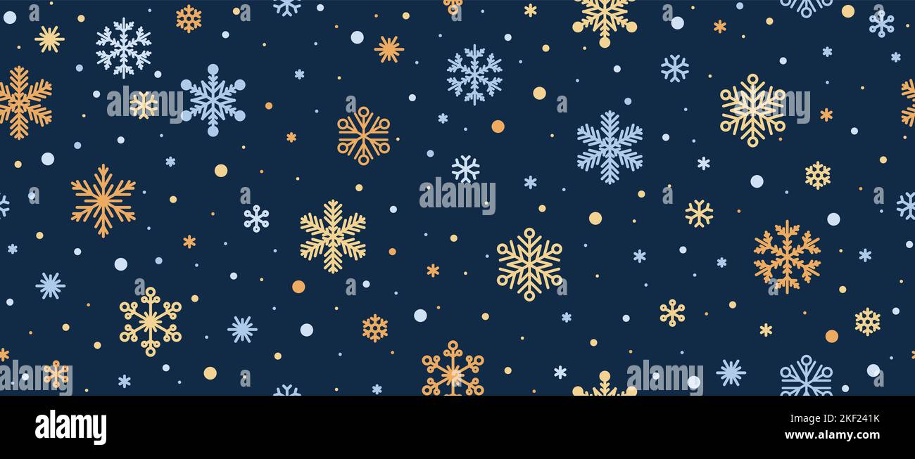 Copos de nieve de fondo sin costuras. Vector copos de nieve textura de Navidad. Textura de copos de nieve escandinava de estilo nórdico. Ilustración del Vector