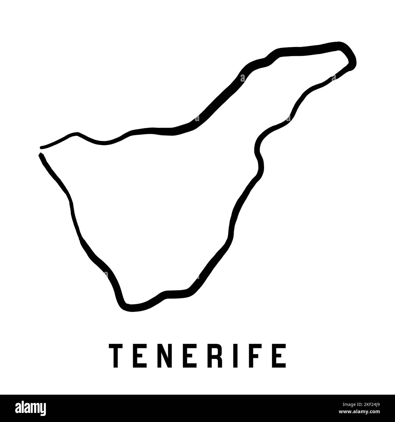 Mapa de la isla de Tenerife Esquema sencillo. Mapa de estilo simplificado dibujado a mano por vectores. Ilustración del Vector