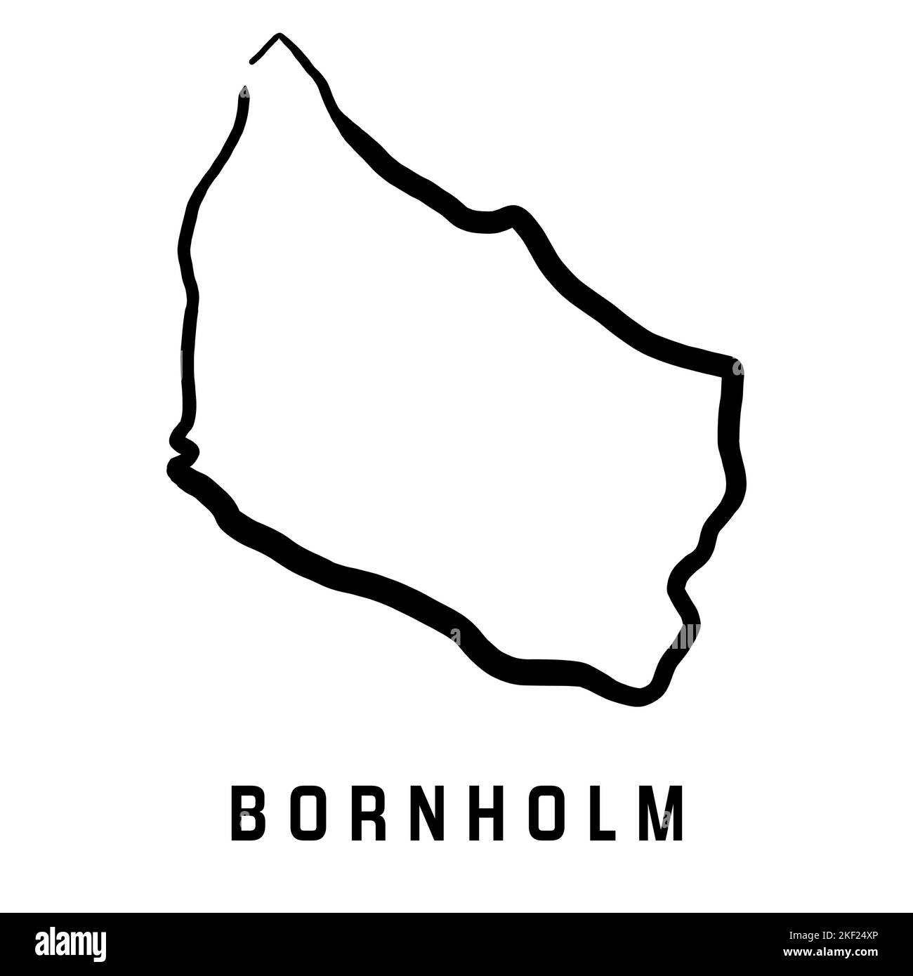 Mapa de la isla Bornholm Esquema sencillo. Mapa de estilo simplificado dibujado a mano por vectores. Ilustración del Vector