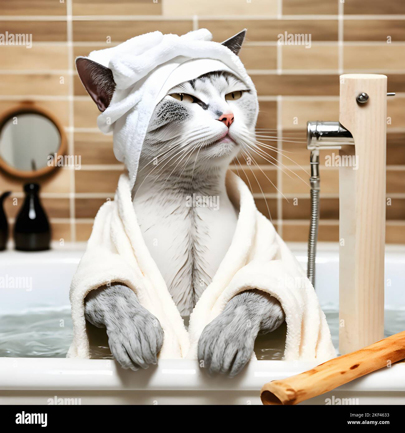 Un gato ruso azul toma un baño en un jacuzzi saboreando el momento.  Completa relajación y relajación. Un spa para gatos en un hotel para  mascotas Fotografía de stock - Alamy